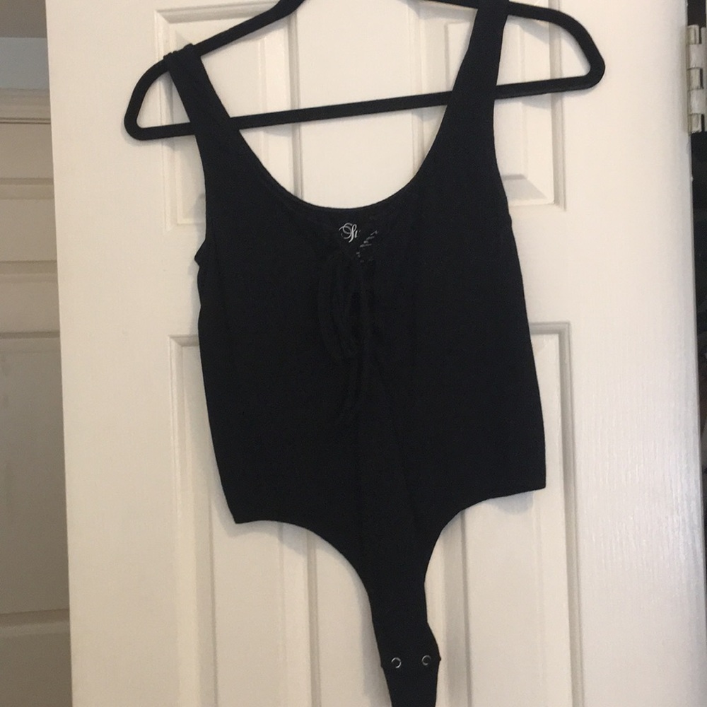 Black lace up bodysuit
